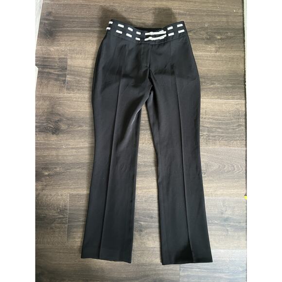 Cache Vintage Y2K Black Low Waisted Belted Trousers Pants Size 2 - Picture 1 of 8